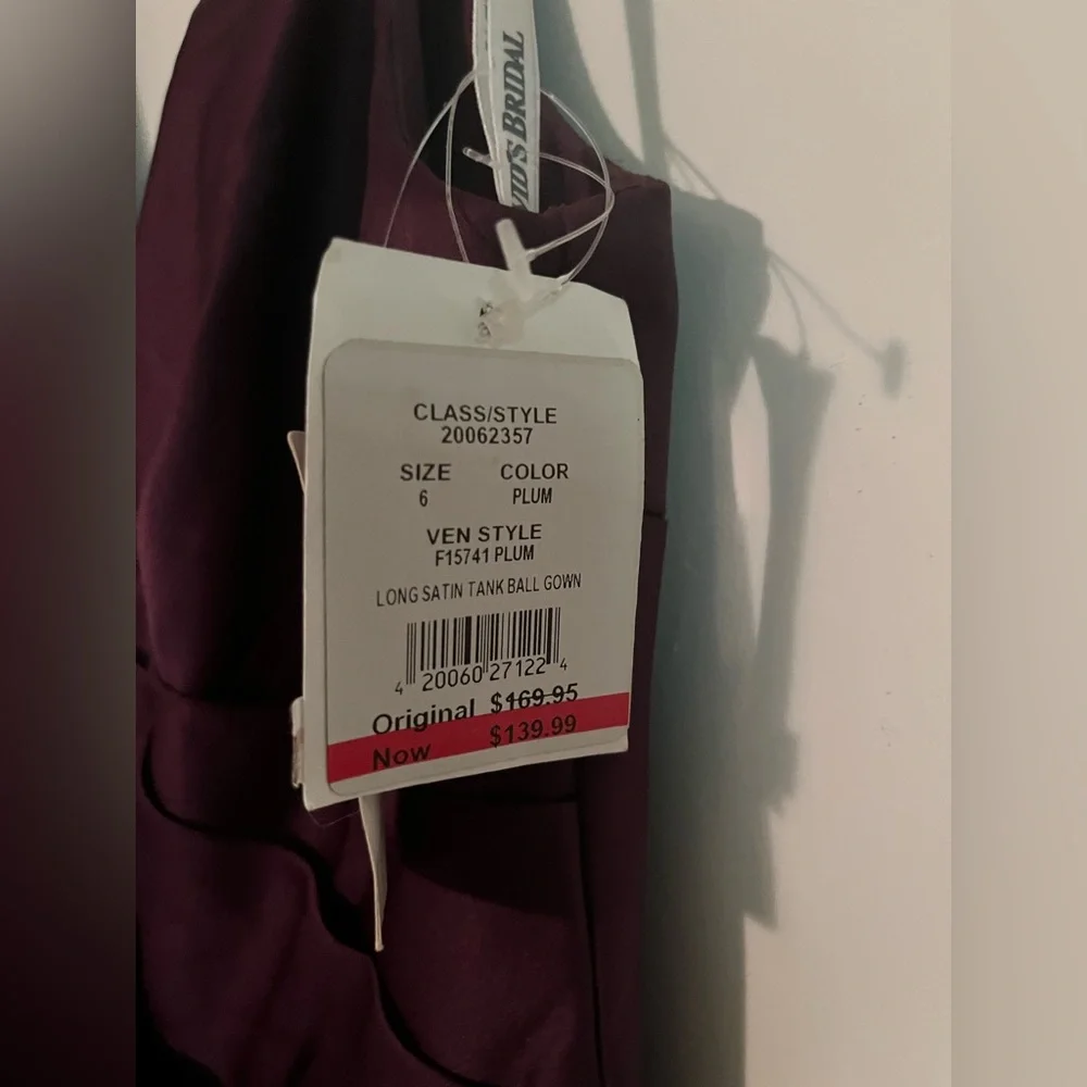 David’s Bridal Long purple satin tank bridesmaid dress - Picture 4 of 8